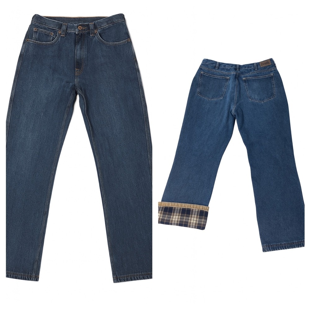Duluth Trading Jeans Mens 38x30‎ Flex Buffalo Plaid Flannel Lined Denim
